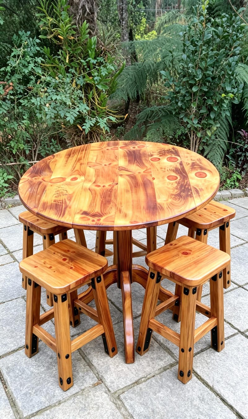 Conjunto Bistrô com 4 banquetas