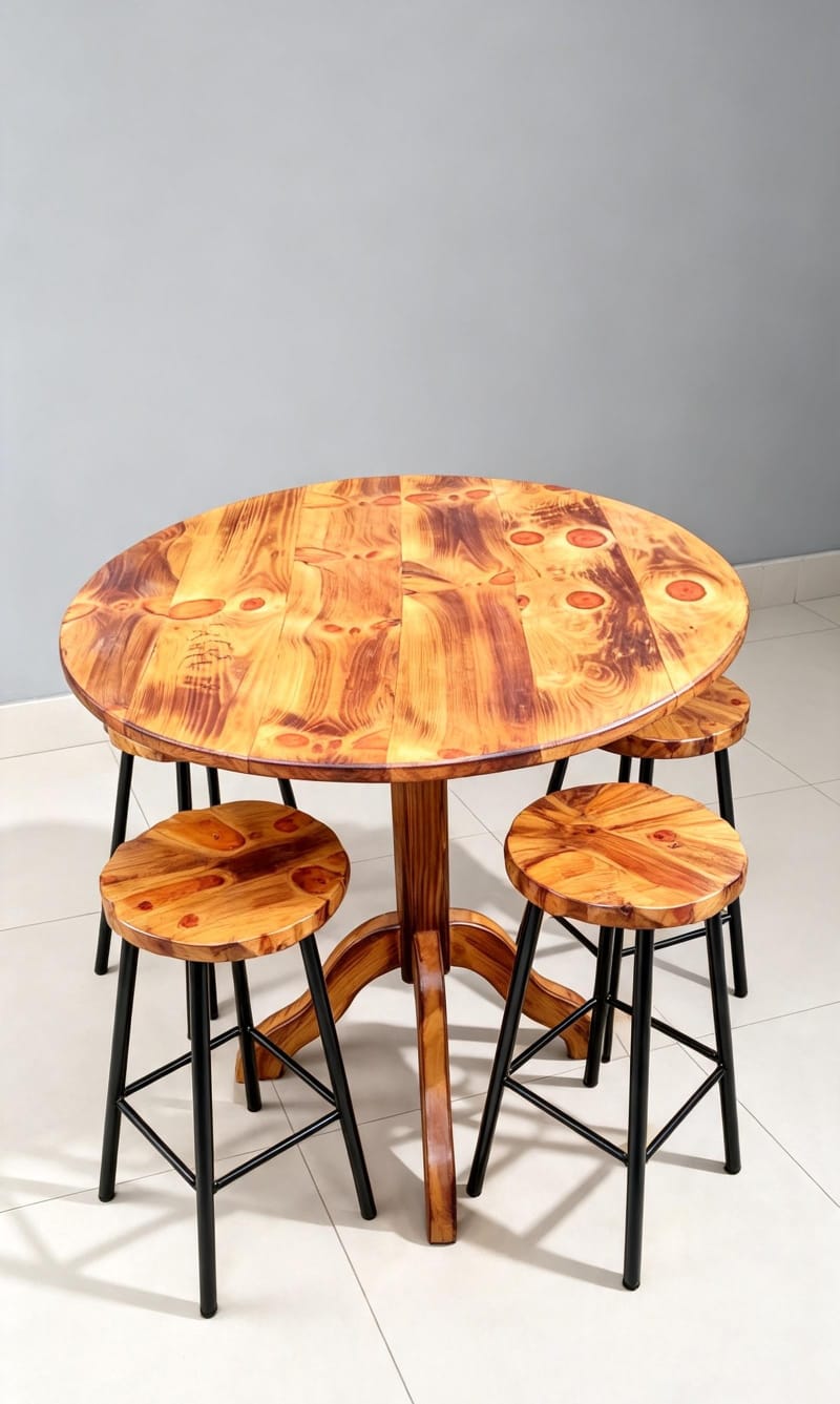Conjunto Bistrô com 4 banquetas